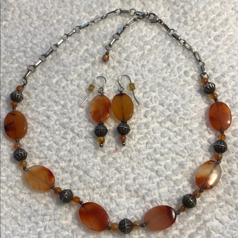 Handcrafted Carnelian & Sterling Silver Set